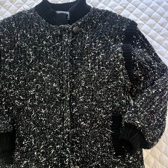 Vintage 90s Karizma Black Speckled Wool Bomber Jacket (Size S/M) - Picture 10 of 15